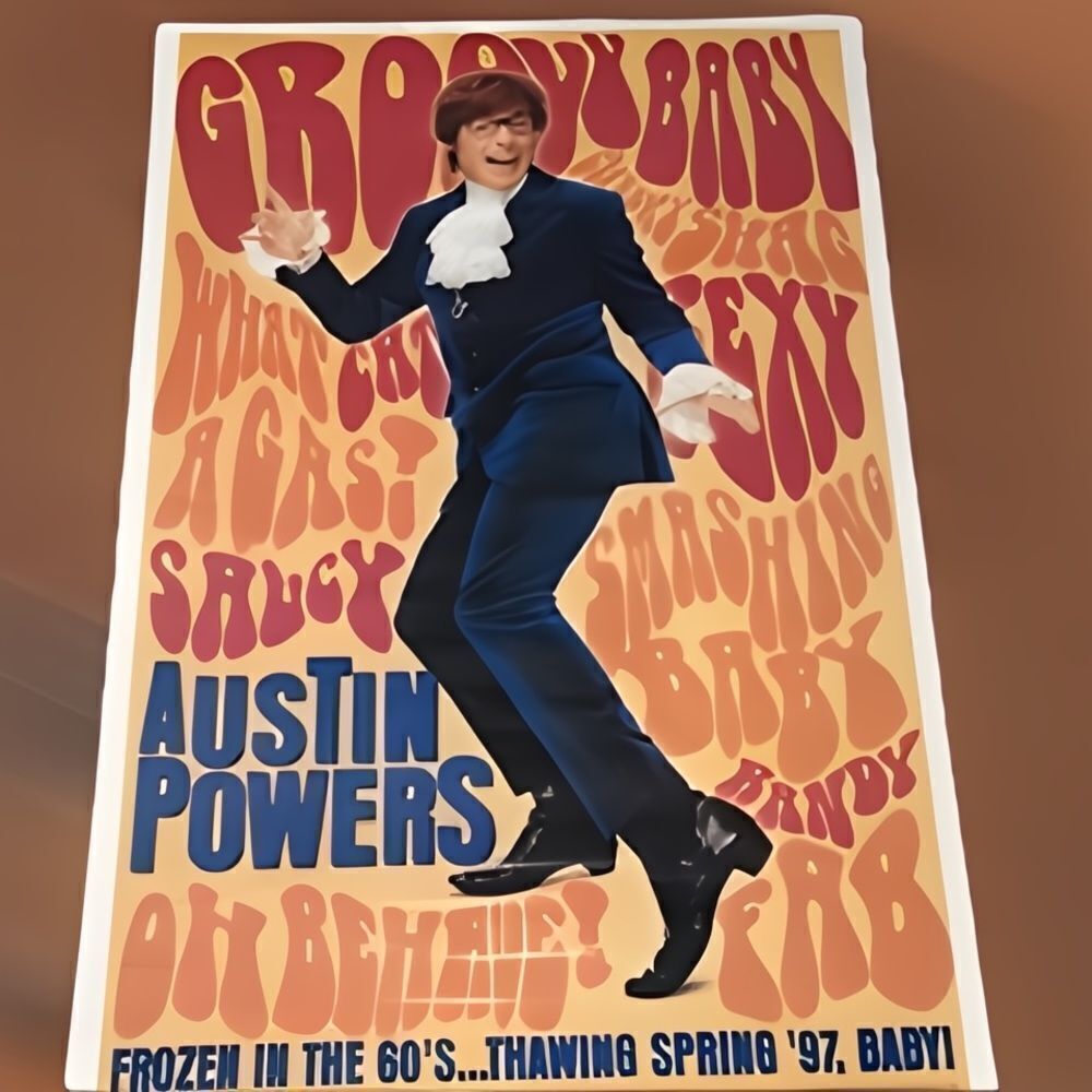 Used German Import Austin Powers 1997 promotional 27x40” big Movie Poster-Rare